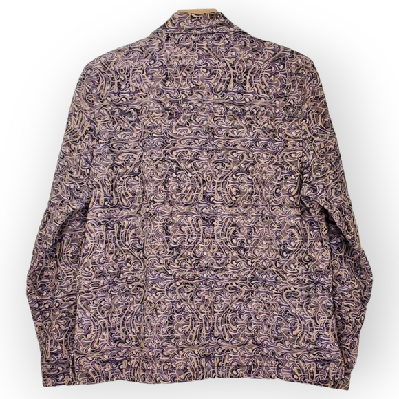 Vintage Rebecca Malone Women’s Shirt Style Jacket Shacket In Purple Print sz LG - Picture 2 of 7